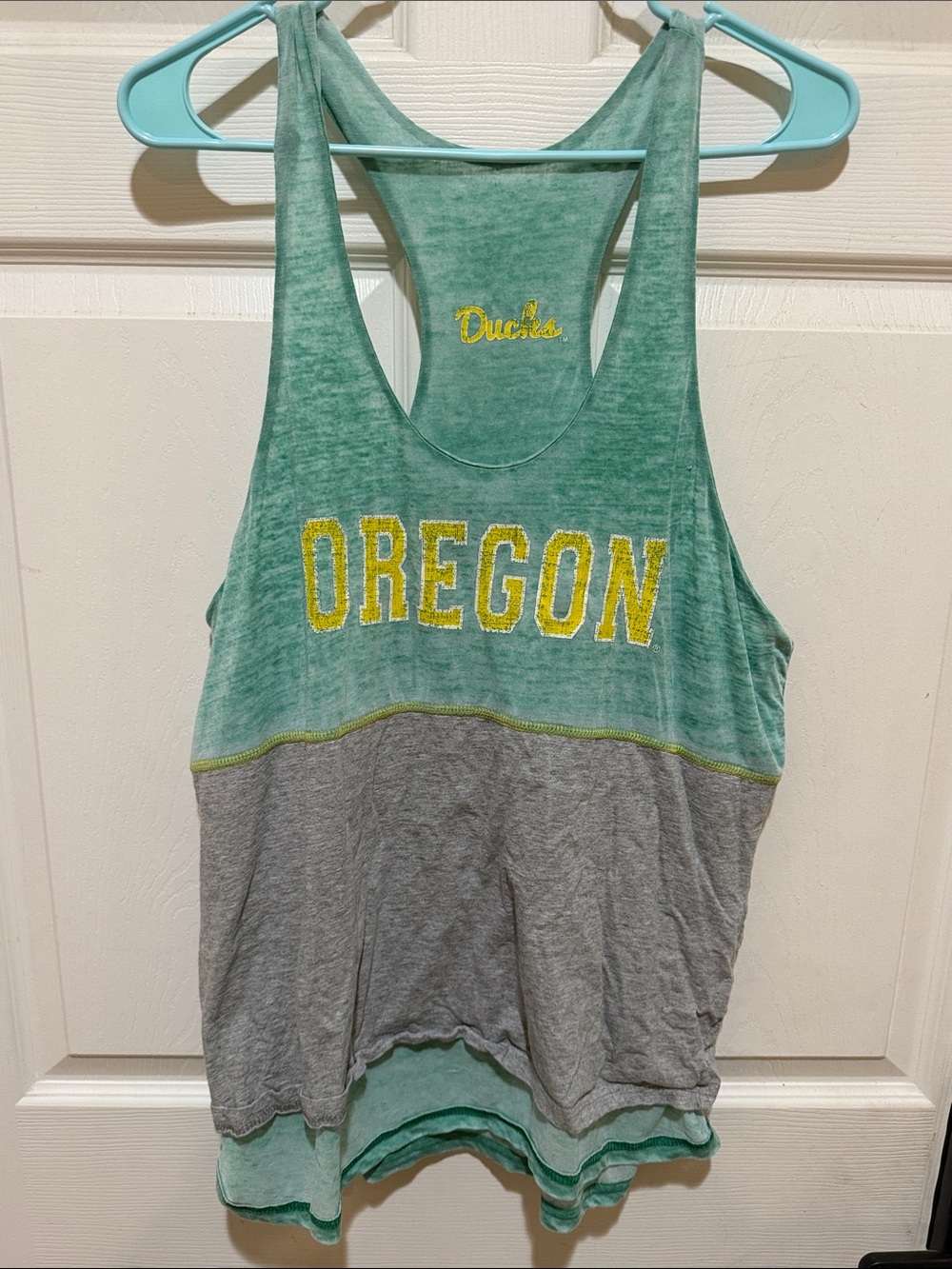 Colosseum Oregon Ducks Green and Gray Racerback Tank Top
